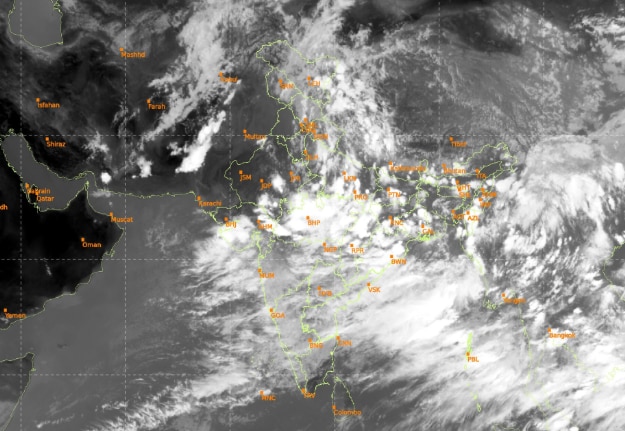 A satellite image shows the weather systems over the Indian subcontinent. (Photo: IMD)