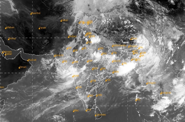 A satellite image shows cloud formation over the Indian subcontinent. (Photo: IMD)