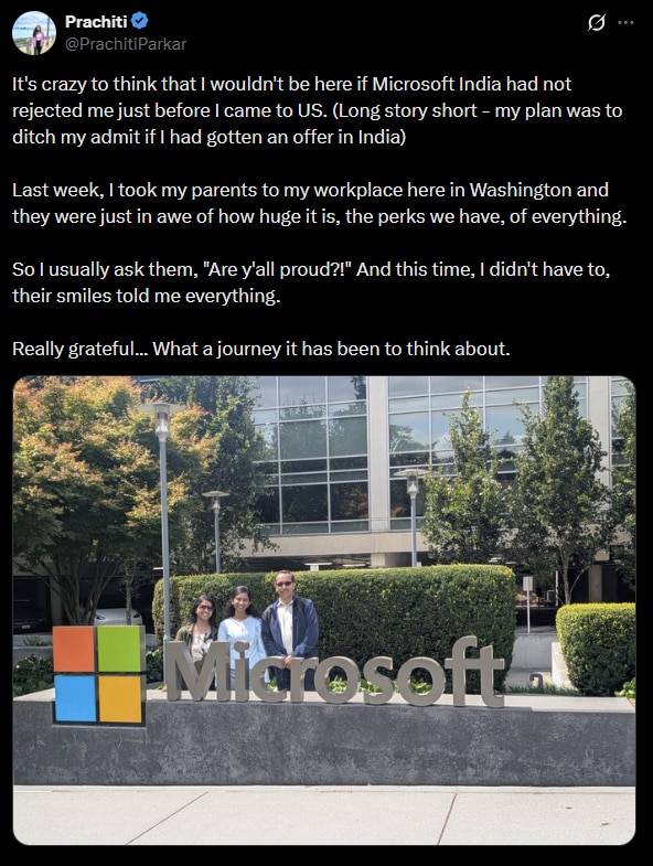 Techie rejected by Microsoft India now works at company's US headquarters, shares how