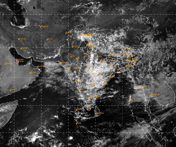 A satellite image shows the weather systems over the Indian subcontinent. (Photo: IMD)