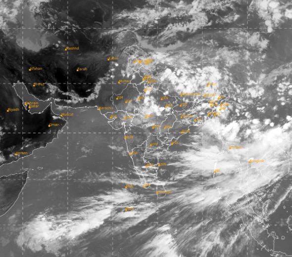 A satellite image shows the weather systems over the Indian subcontinent. (Photo: IMD)