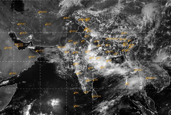 A satellite image shows the weather systems over the Indian subcontinent. (Photo: IMD)