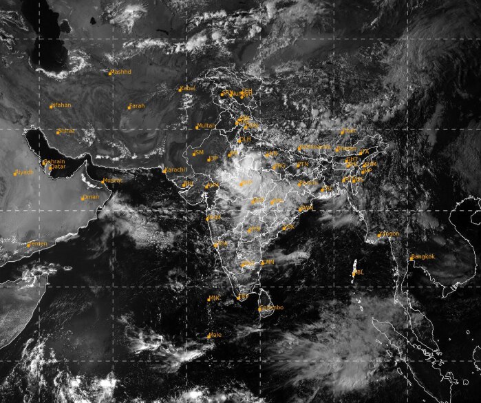A satellite image shows the weather systems over the Indian subcontinent. (Photo: IMD)