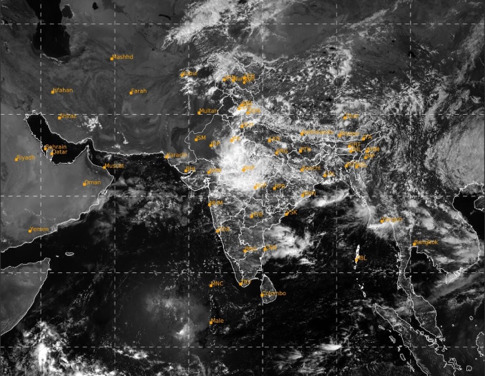 A satellite image shows the weather systems over the Indian subcontinent. (Photo: IMD)