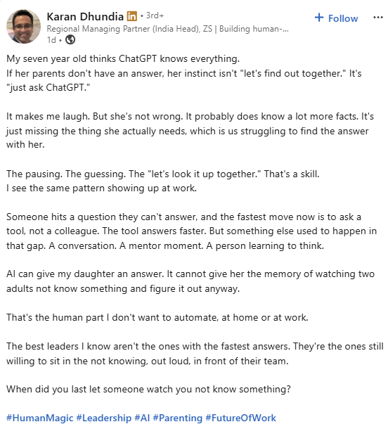 Gurugram man shares why his daughterâs habit of asking ChatGPT everything worries him