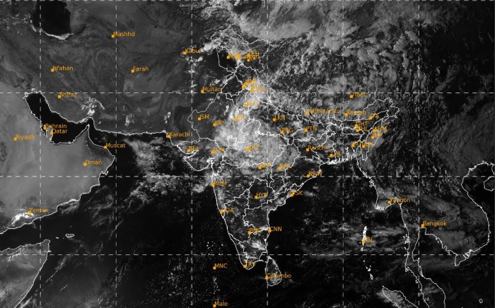 A satellite image shows the weather systems over the Indian subcontinent. (Photo: IMD)