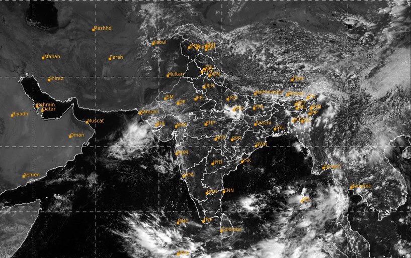 A satellite image shows the weather systems over the Indian subcontinent. (Photo: IMD)