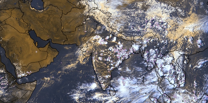 A satellite image shows the weather systems over the Indian subcontinent. (Photo: IMD)