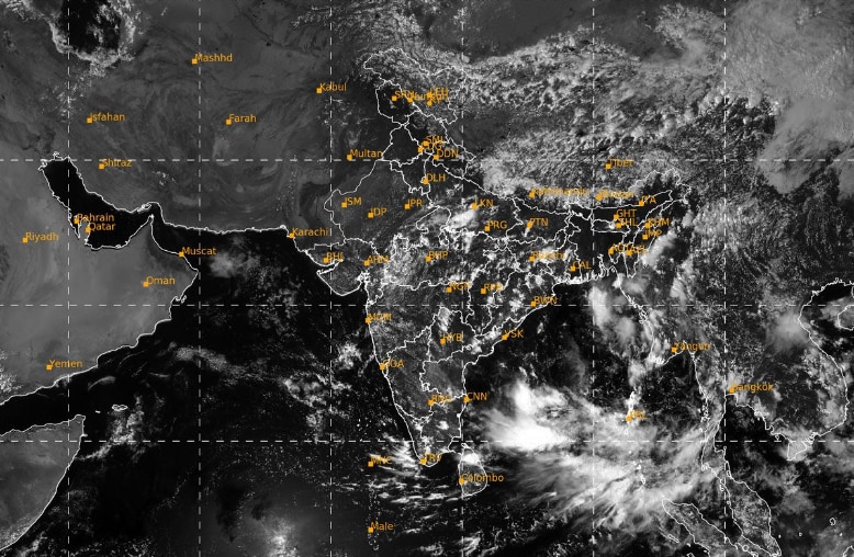 A satellite image shows the weather systems over the Indian subcontinent. (Photo: IMD)
