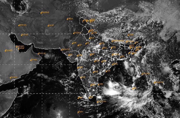 A satellite image shows the weather systems over the Indian subcontinent. (Photo: IMD)