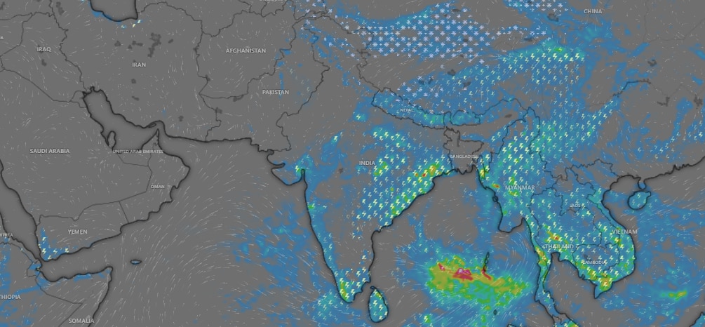 A satellite image shows the rain forecast over the Indian subcontinent. (Photo: IMD)