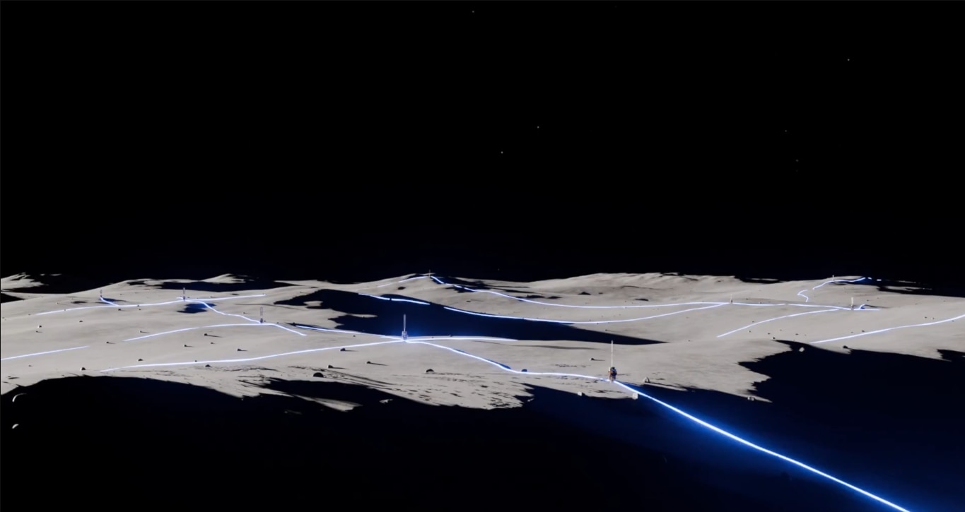 An artist's concept shows a number of Power Towers working collectively to form a grid on the lunar surface. (Photo: Screengrab/Blue Origin)