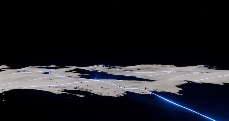 An artist's concept shows a number of Power Towers working collectively to form a grid on the lunar surface. (Photo: Screengrab/Blue Origin)