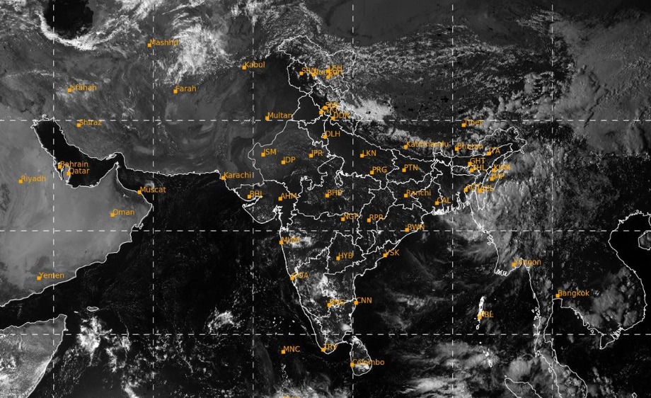 A satellite image shows the weather systems over the Indian subcontinent. (Photo: IMD)