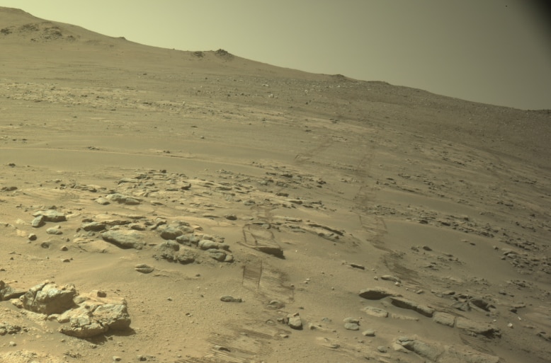 An image of Mars' surface captured by one of Perseveranceâs navigation cameras. (Photo: Nasa)
