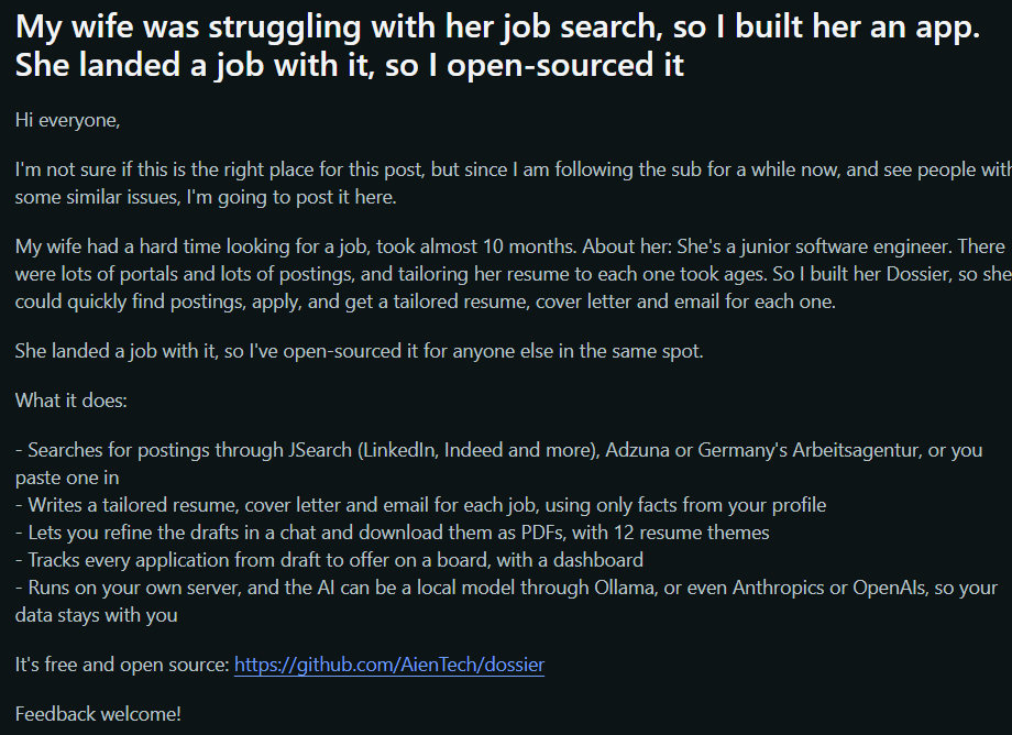 Techie builds AI application tool for wife struggling to find work, she lands a job