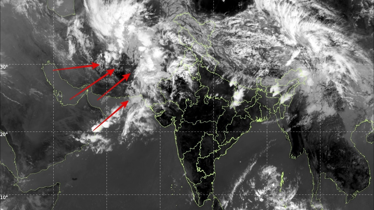 A satellite image showing a western disturbance approaching India. (Photo: IMD)