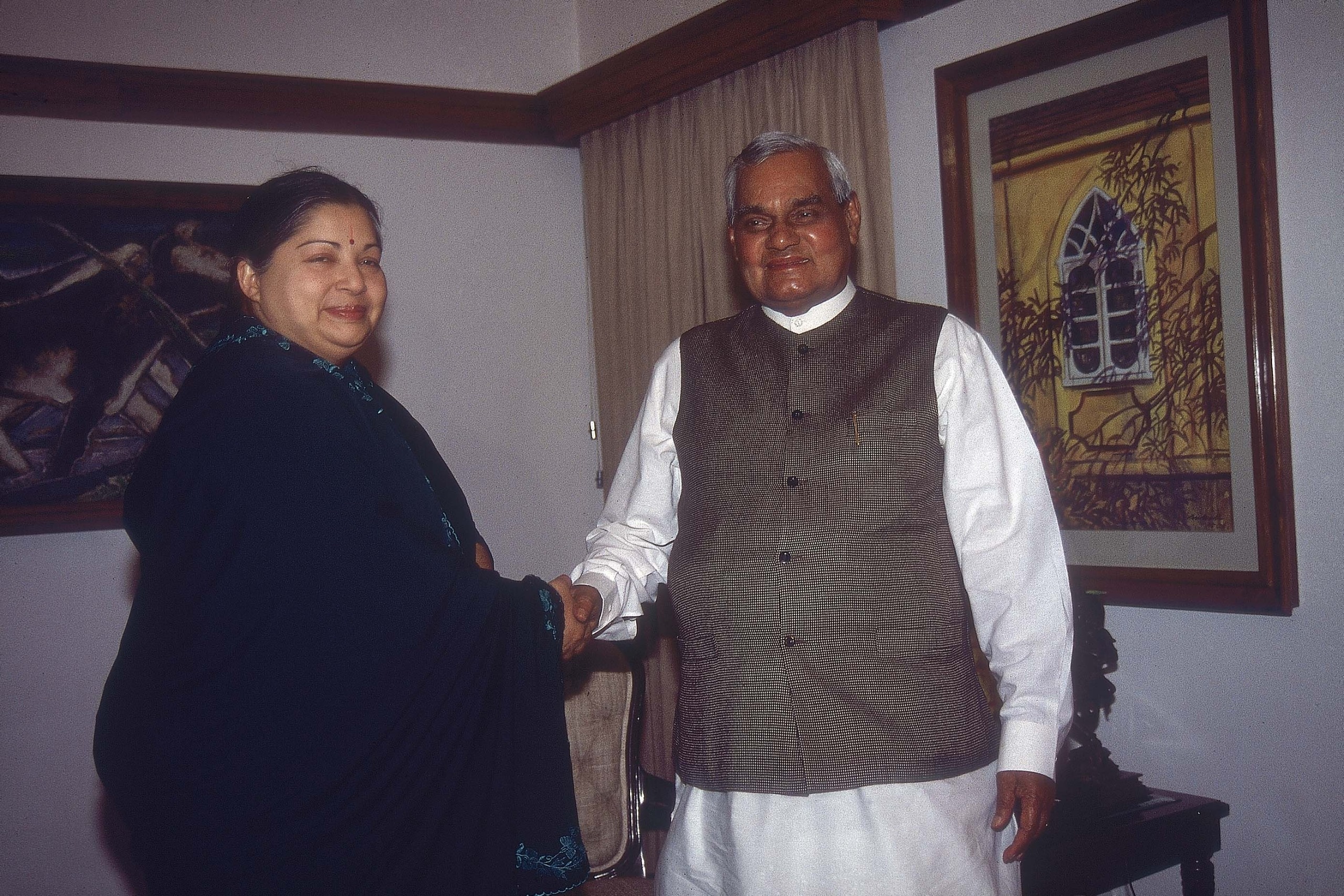 File photo of Jayalalithaa and Atal Bihari Vajpayee from Getty Images.