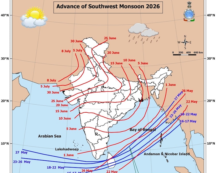An IMD weather map showing the progress of the southwest moonsoon. (Photo: IMD)