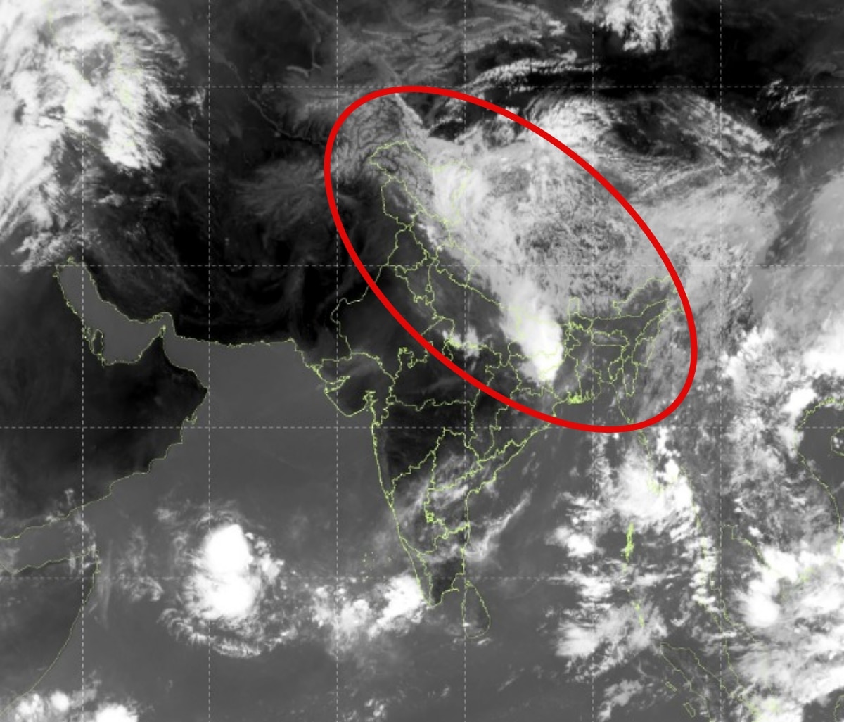 A satellite image shows the cloud system over eastern India. (Photo: IMD)
