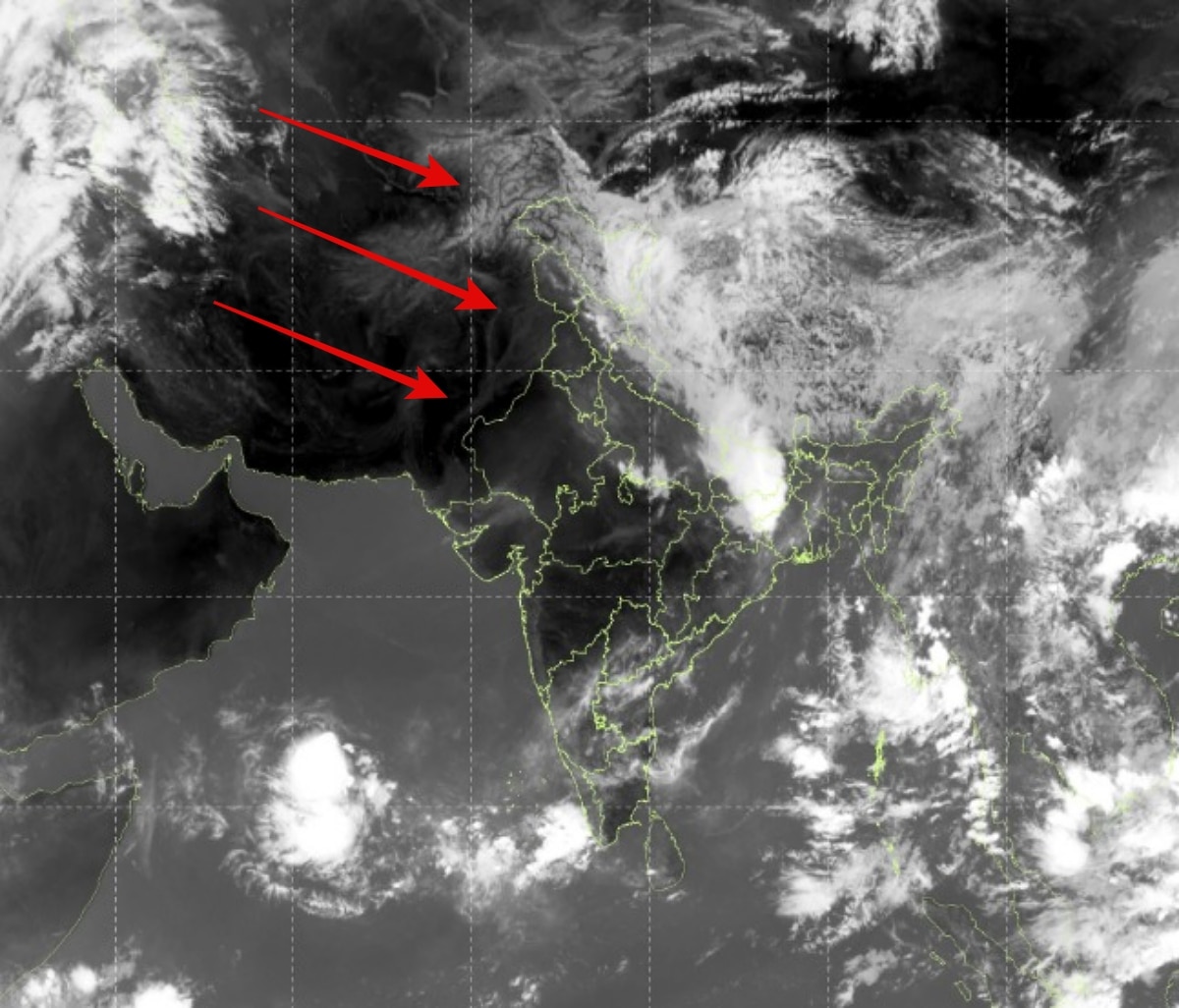 A satellite image showing a weather system that will move southeast towards Delhi. (Photo: IMD)