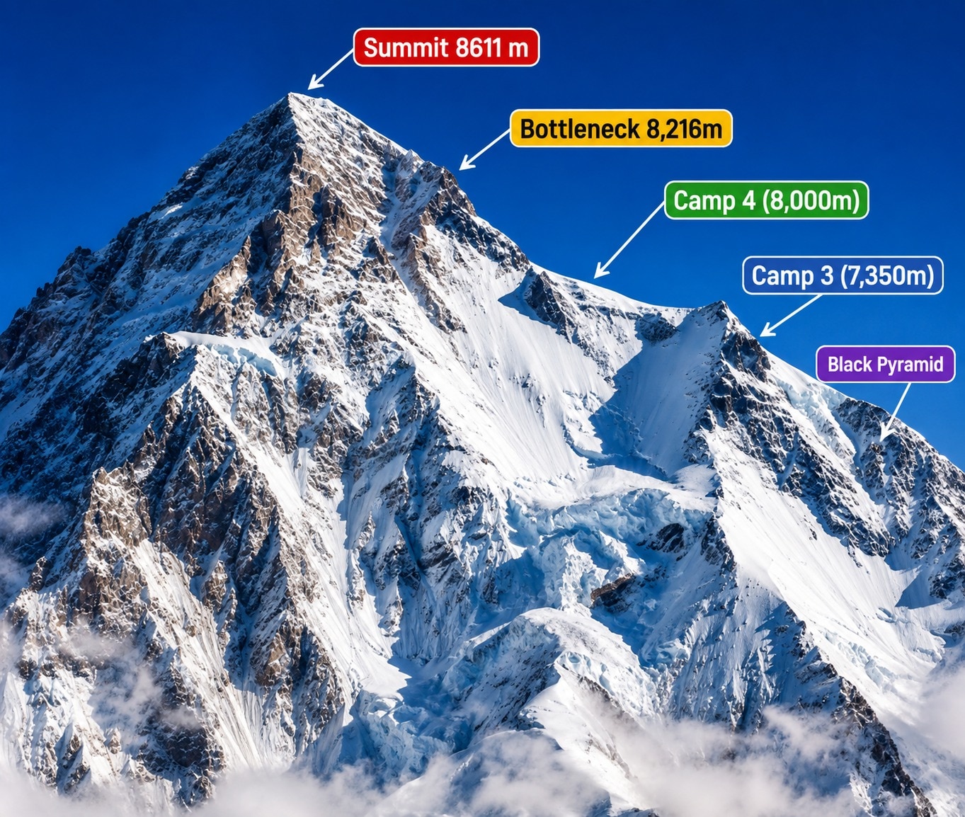 An image illustrated to show the different sections of K2.
