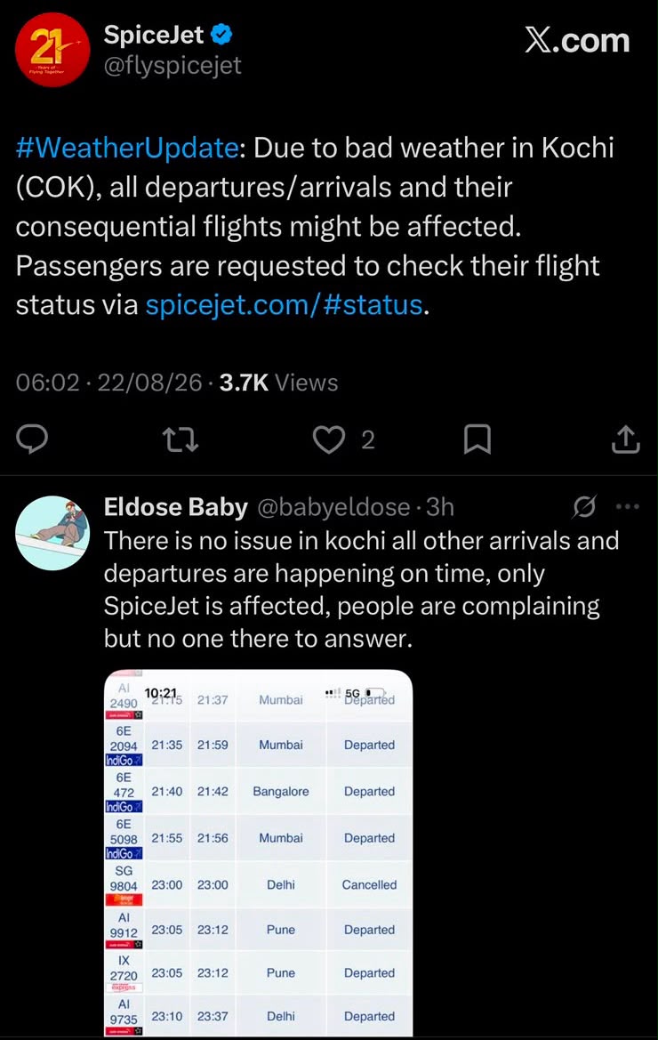 SpiceJet Clarification