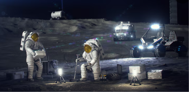 An artist's concept of astronauts working on the lunar surface. (Photo: Nasa)