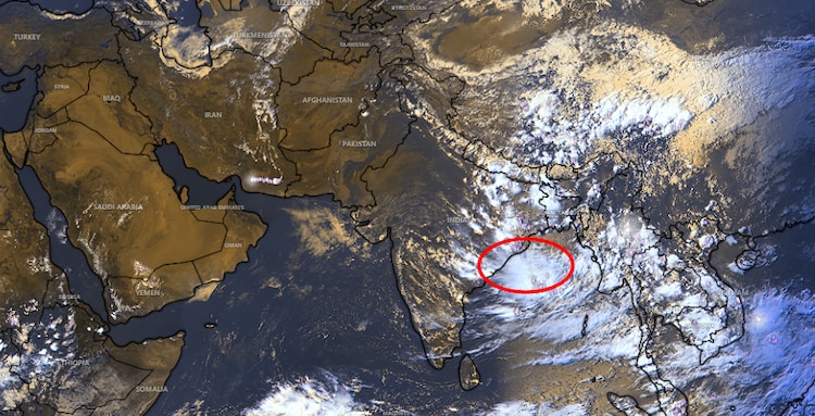 A satellite image shows the system brewing in the Bay of Bengal. (Photo: IMD)