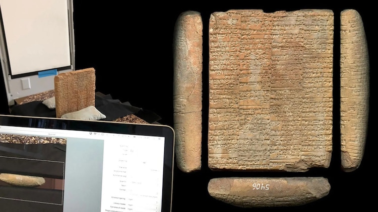 An image showing researchers work to decipher ancient texts written on tablets. (Photo: Troels Pank Arboll)