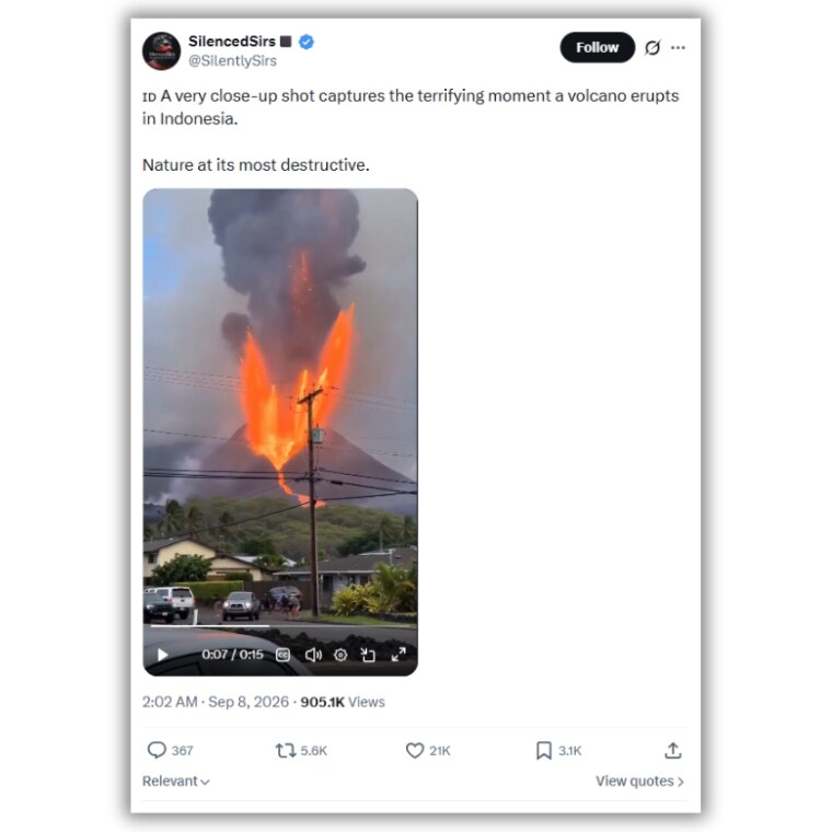 Fact Check: AI-generated video VIRAL as recent volcanic eruptions in Indonesia