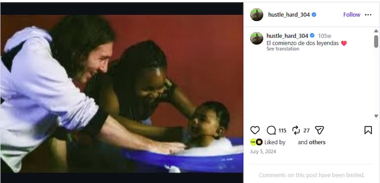 Lionel Messi alongside a young Lamine Yamal at a photoshoot back in 2007. (Image: Instagram/@hustle_hard_304)