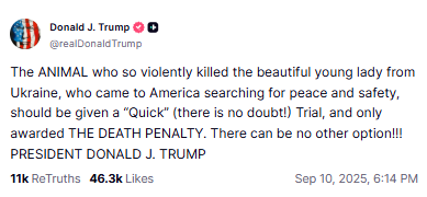 Trump's post on Truth Social 