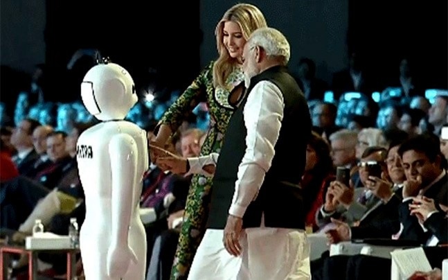 Mitra Robot greets PM Modi and Ivanka Trump at Global Entrepreneurship Summit 2017