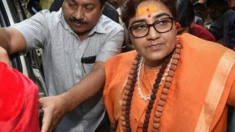 Image result for Sadhvi Pragya has a magical silver brick for Ram mandir among, Know more