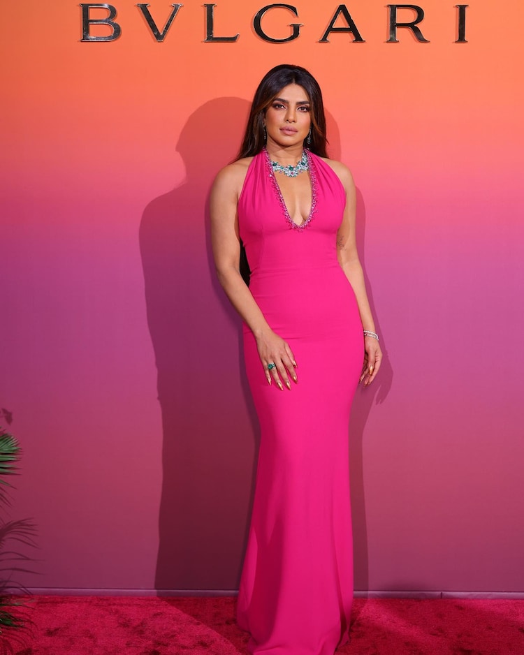 priyanka chopra pink dress Priyanka Chopra's double leopard print beach attire is chic AF