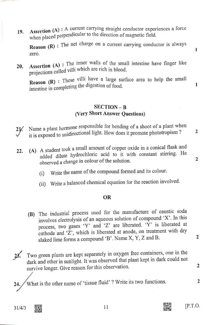 CBSE Class 10 Science board exam 2023 full question paper - India Today
