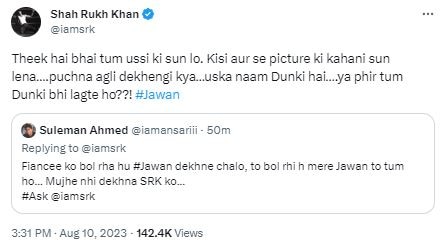 Ya tum Dunki bhi lagte ho?' SRK's sassy reply to a fan is winning hearts - India Today