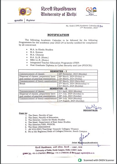 Delhi University releases academic calendar 2024 for MA, BA programmes - India Today Delhi University releases academic calendar 2024 for MA, BA programmes - India Today