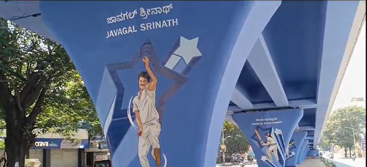 Richmond Circle Flyover Transformed With Artistic Odes To Cricket Heroes 87 Bengaluru Murals celebrating cricket icons installed across flyover -