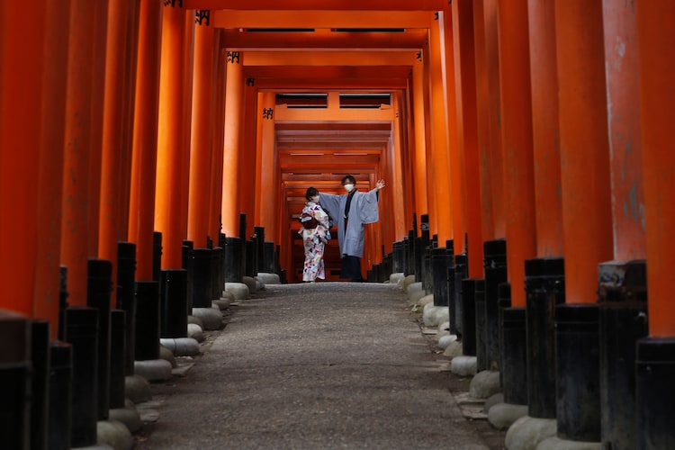 The famous orange toriis of Fushimi Inari, Kyoto. Photo: AFP