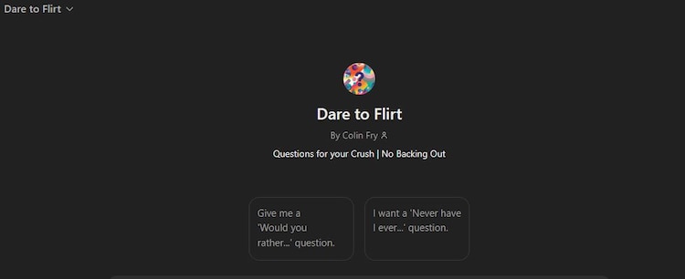 ChatGept 'Dare to Flirt' Option