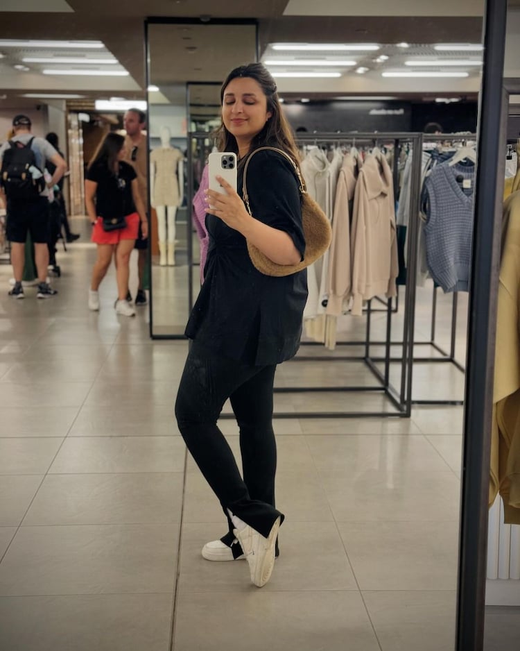 Parineeti Chopra in casual black fit