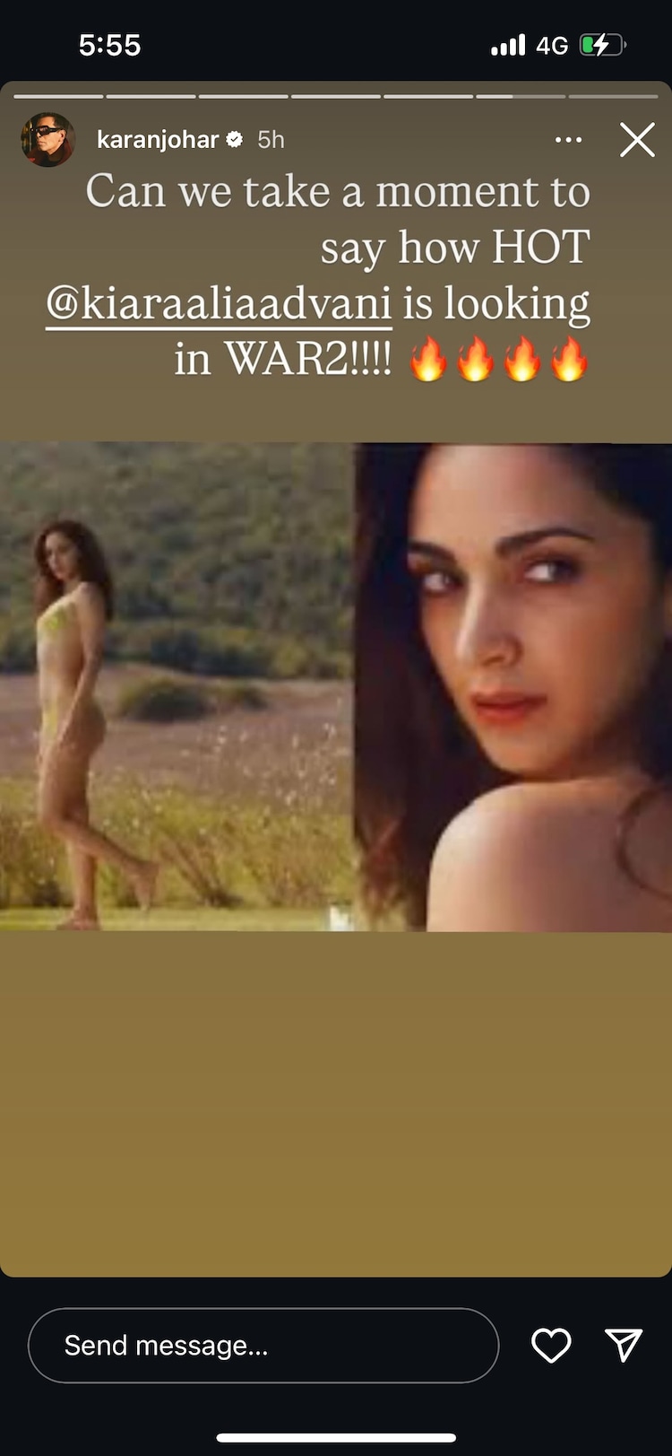 Karan Johar praised Kiara Advani's look in War 2 teaser