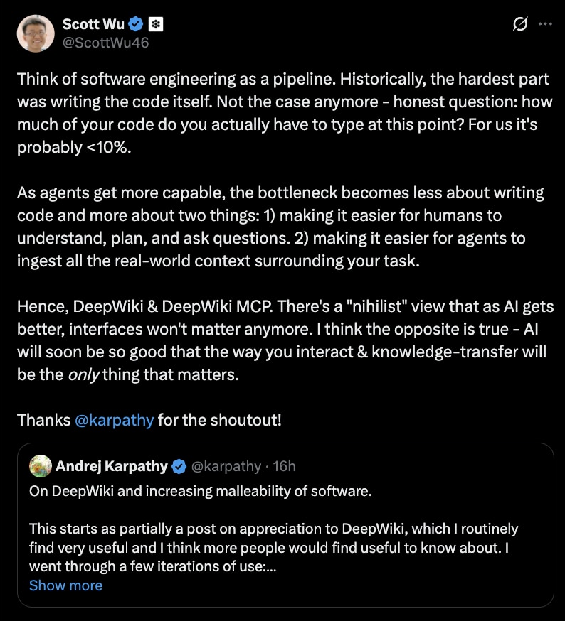 Posted on X by Scott Wu, Co-Founder of Cognition