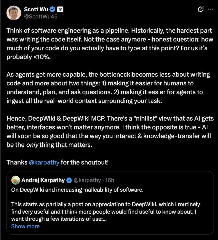 Posted on X by Scott Wu, Co-Founder of Cognition