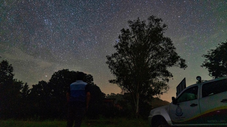 Tourists admire the starry night sky at Pench Tiger Reserve. (Photo: Special Arrangement/Pench Tiger Reserve)