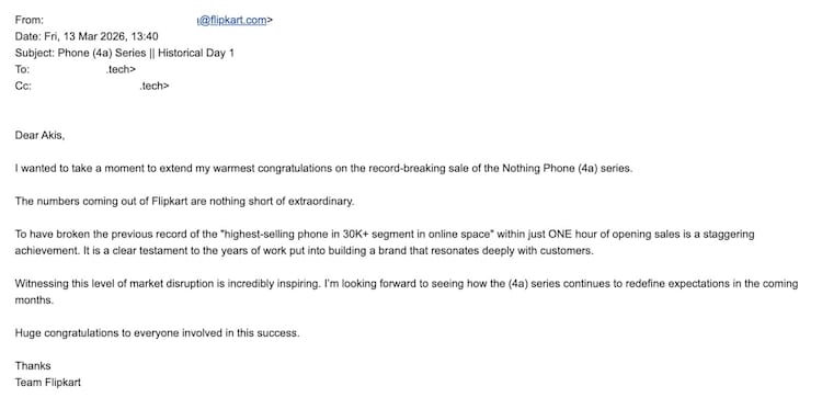 Flipkart Nothing email