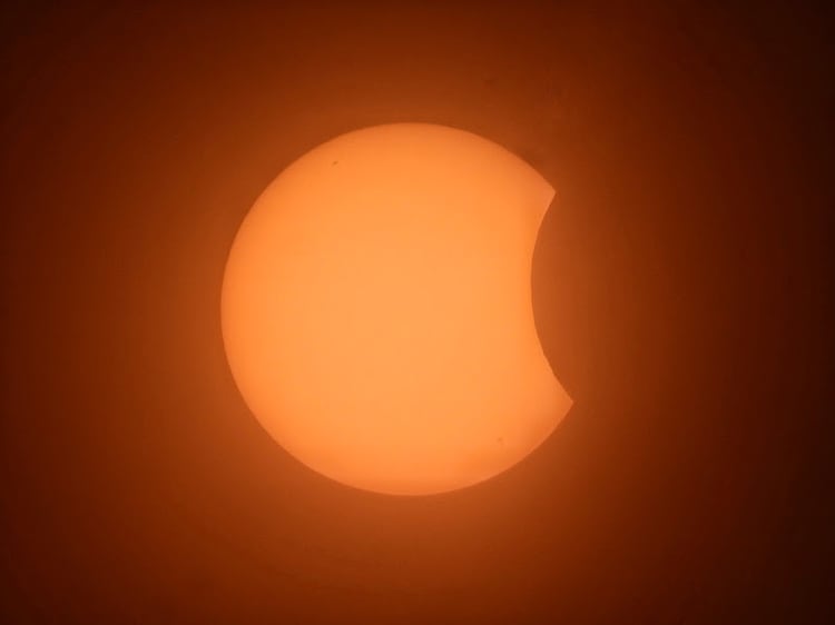 A partial solar eclipse captured at Pench Tiger Reserve. (Photo: Abhishek Pawse)