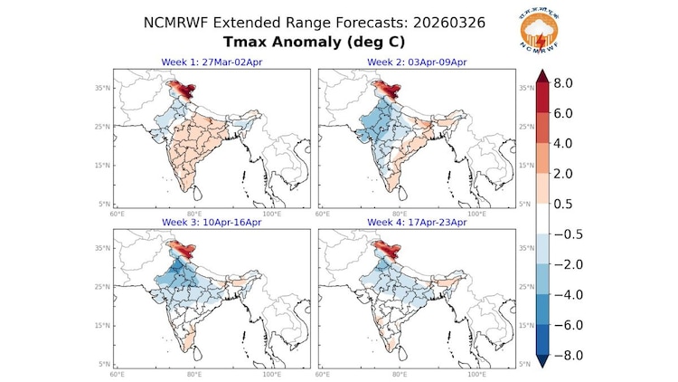 Maximum temperature anomaly from late March through April. (Photo: X/@navdeepdahiya55)